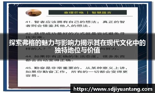 悟空体育探索弗格的魅力与影响力揭示其在现代文化中的独特地位与价值
